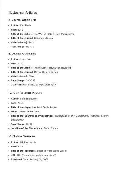 Free Historical Bibliography Template to Edit Online