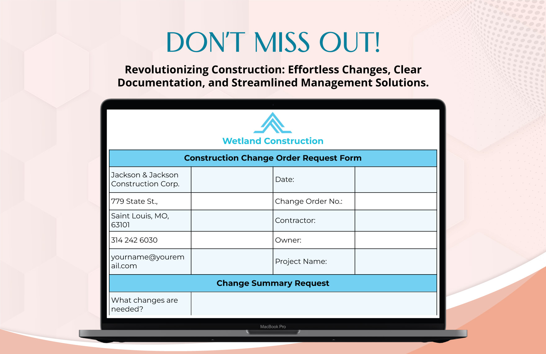 Sample Construction Change Order Template