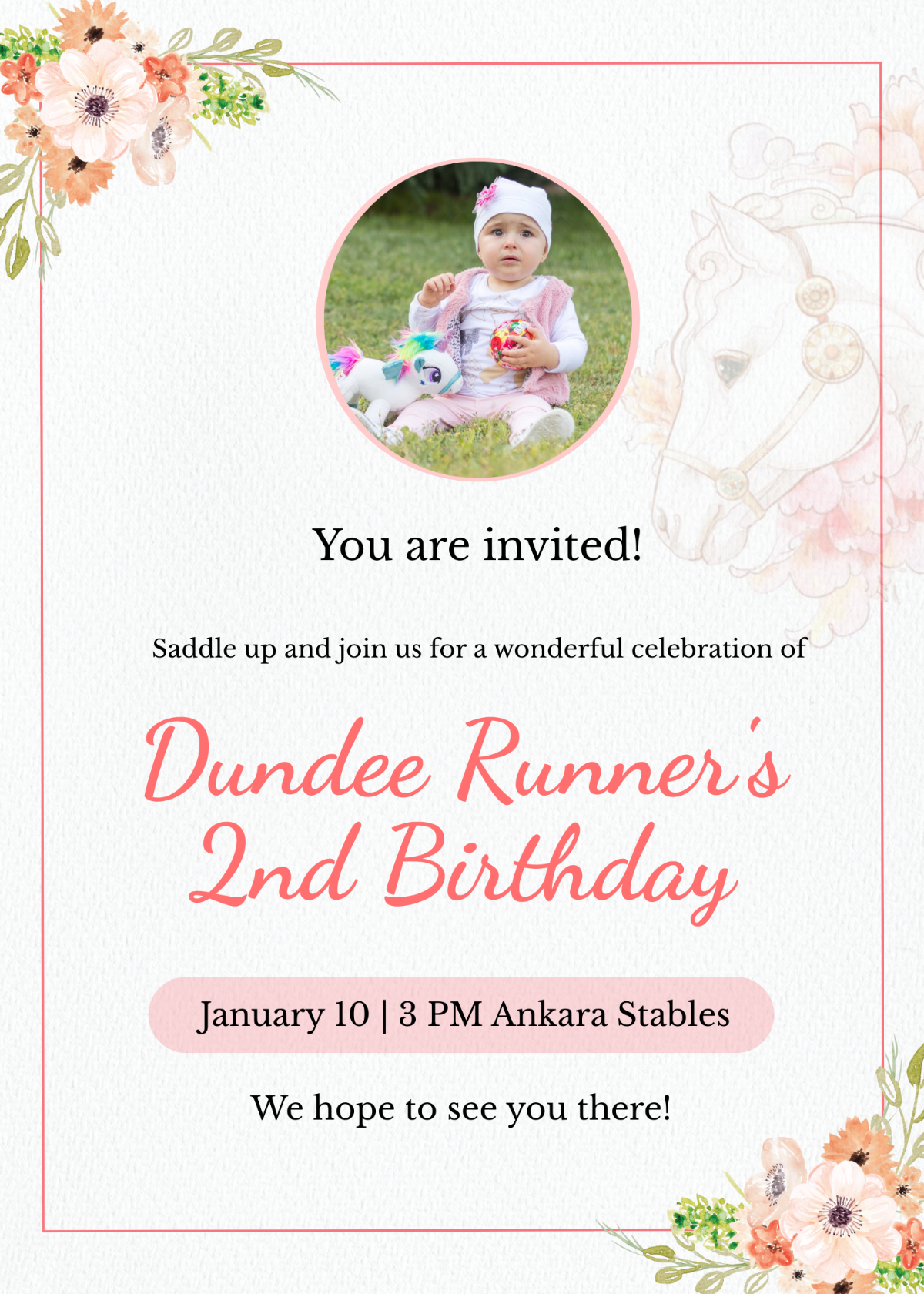 Horse Birthday Invitation