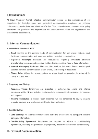 Free Interior Design Communication Policy Template to Edit Online