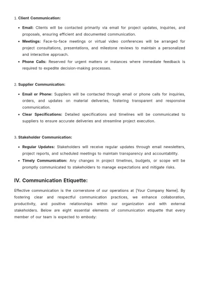 Free Interior Design Communication Policy Template to Edit Online