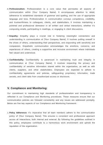 Free Interior Design Communication Policy Template to Edit Online
