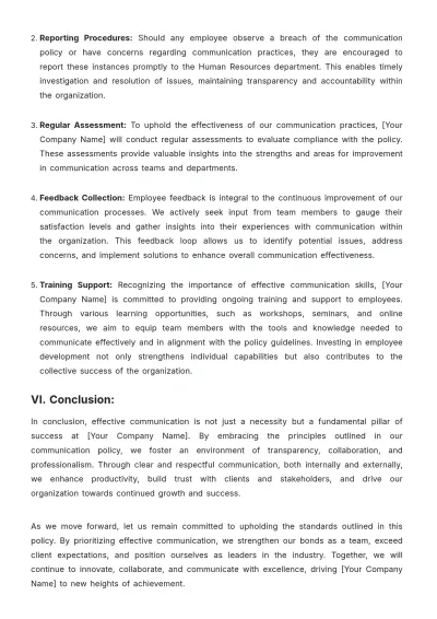 Free Interior Design Communication Policy Template to Edit Online