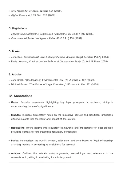 Free Law Bibliography Template to Edit Online