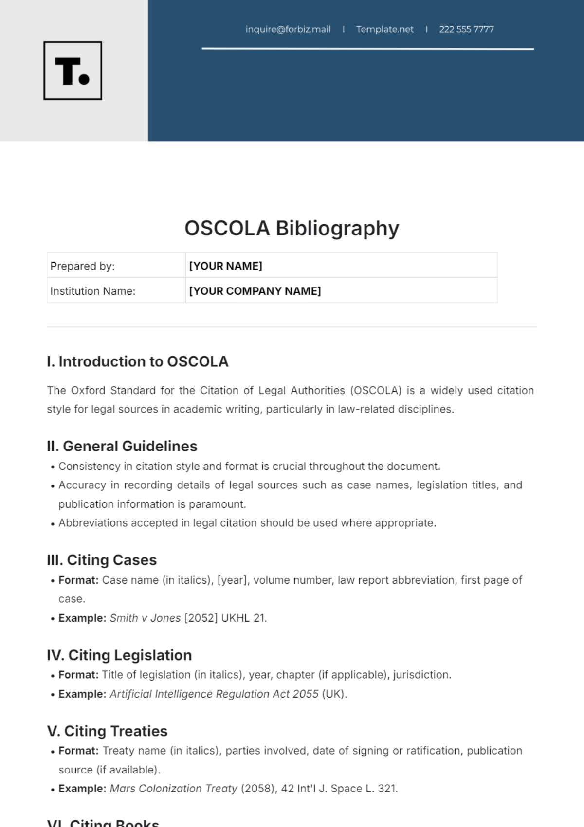 OSCOLA Bibliography Template - Edit Online & Download