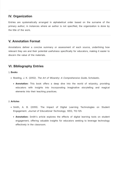 Free Teaching Annotated Bibliography Template to Edit Online