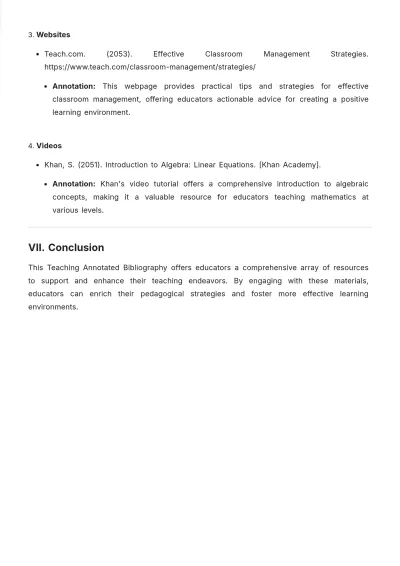 Free Teaching Annotated Bibliography Template to Edit Online