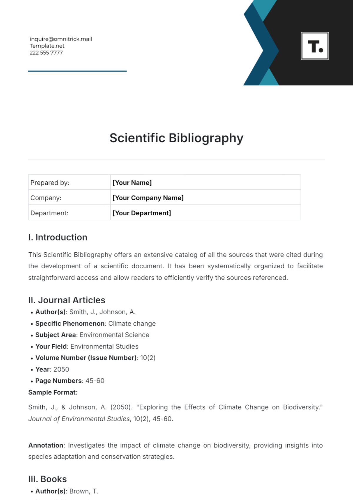 Scientific Bibliography Template - Edit Online & Download