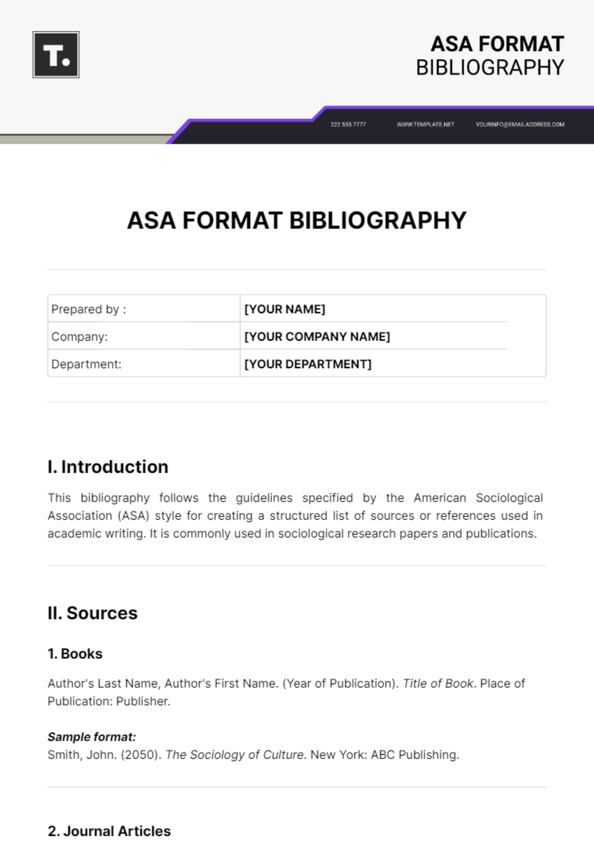 Free ASA Format Bibliography Template - Edit Online & Download ...