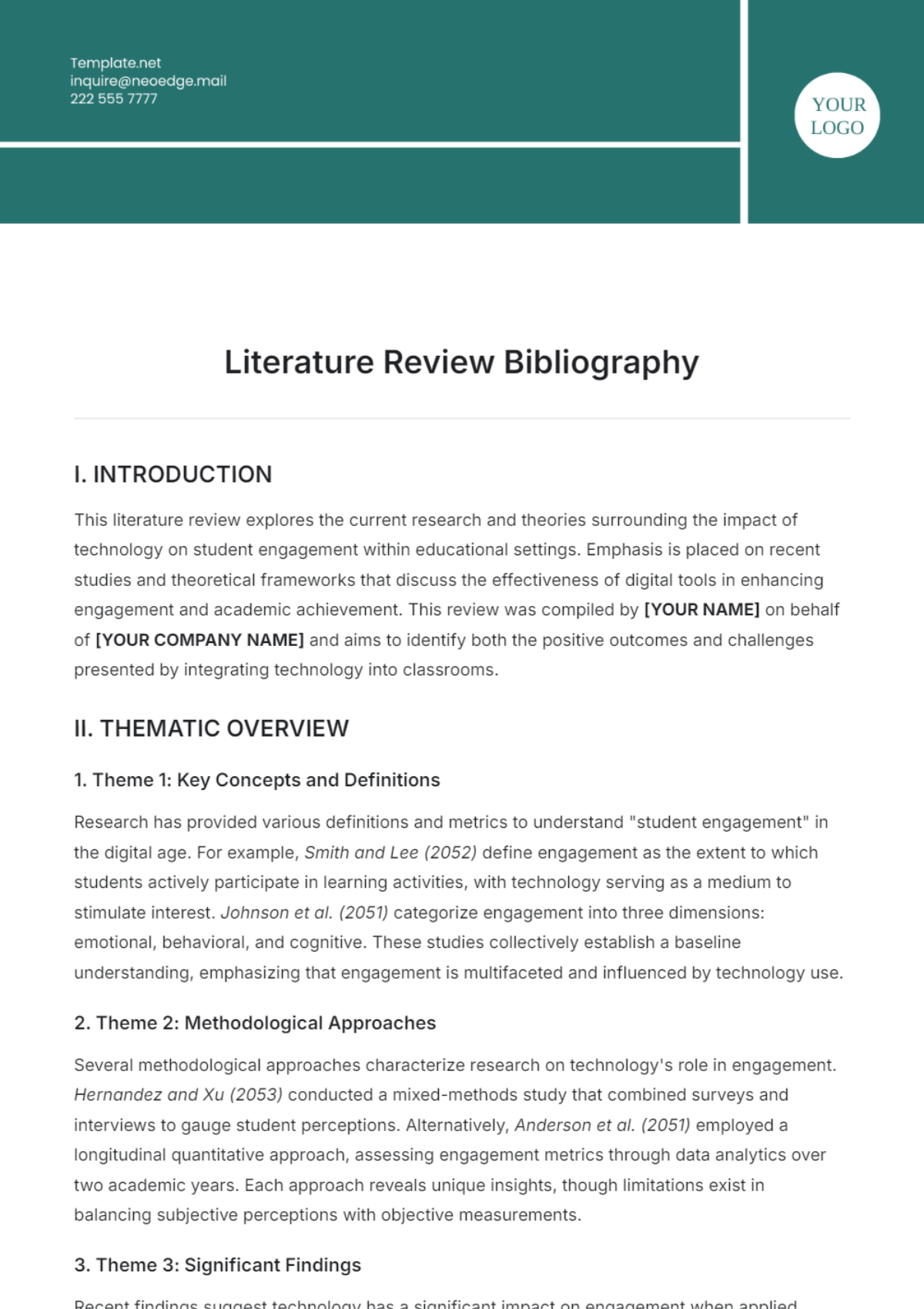 Literature Review Bibliography Template - Edit Online & Download