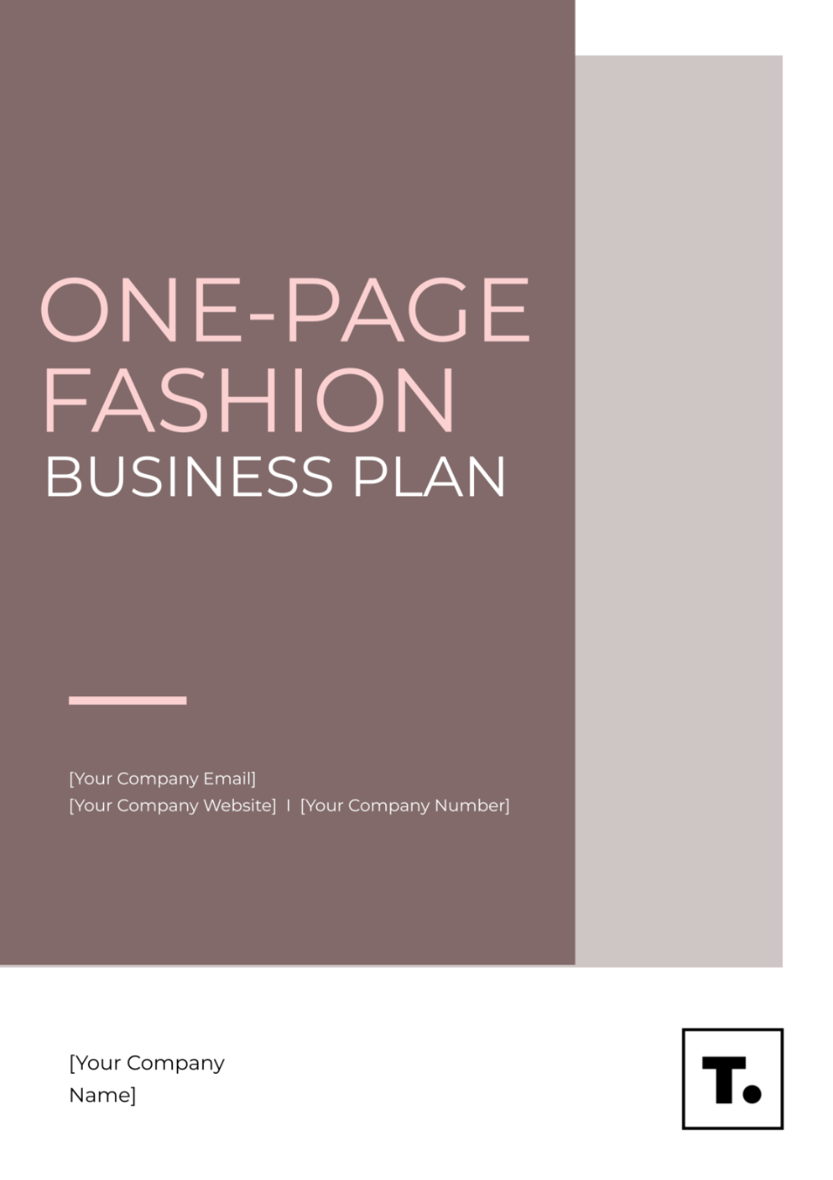 One-page Fashion Business Plan Template