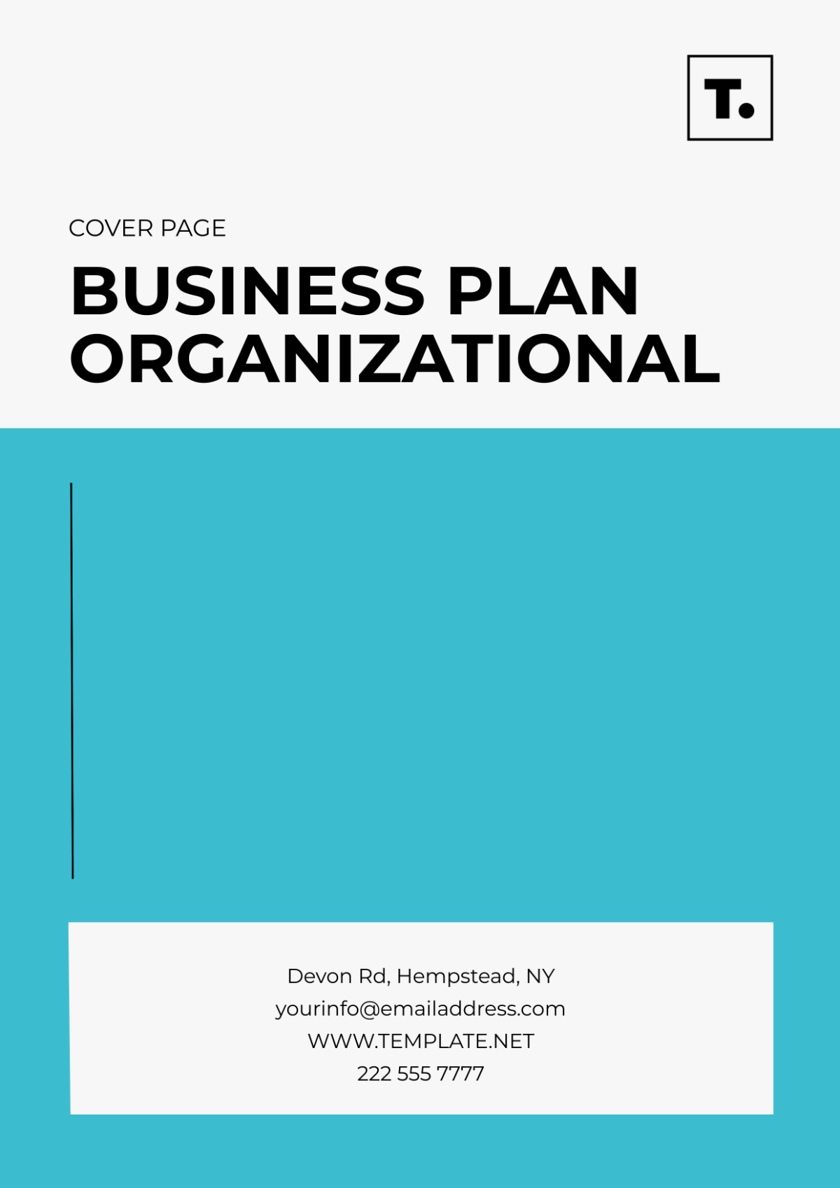 Business Plan Organizational Cover Page