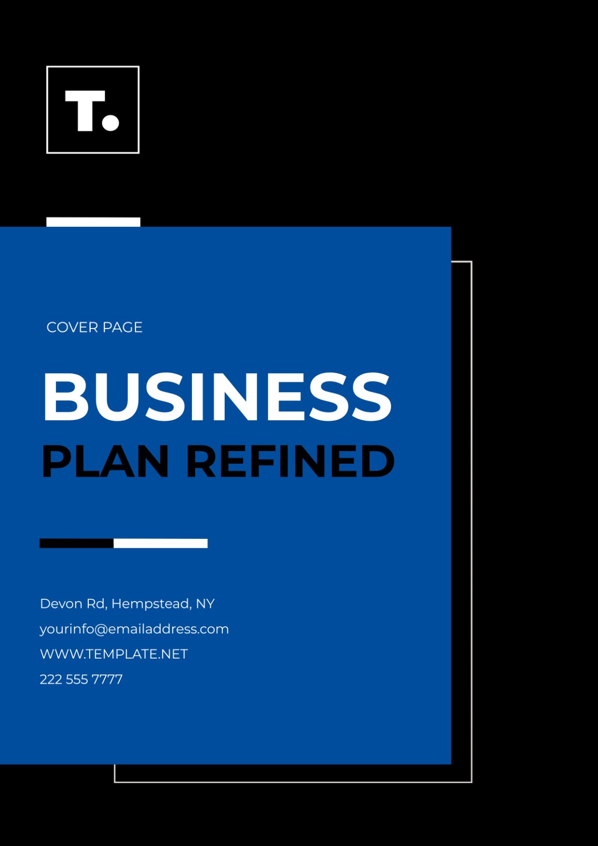 Business Plan Refined Cover Page