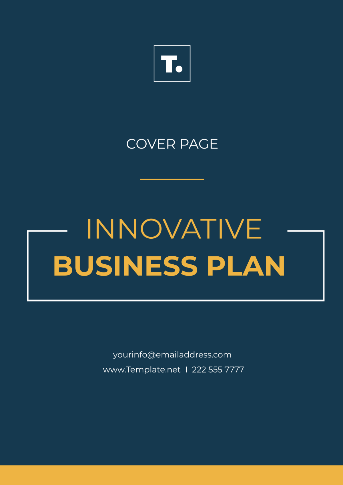 Business Plan Innovative Cover Page Template