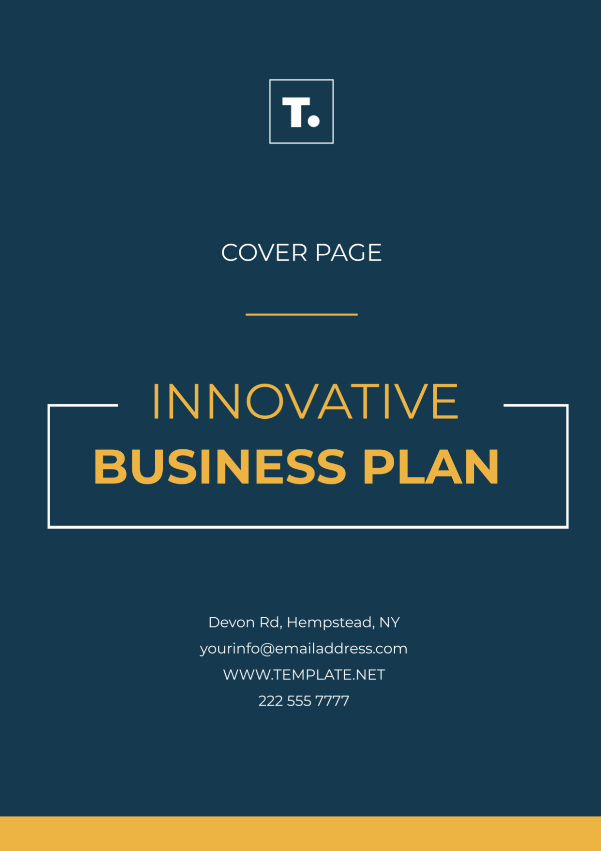 Business Plan Innovative Cover Page