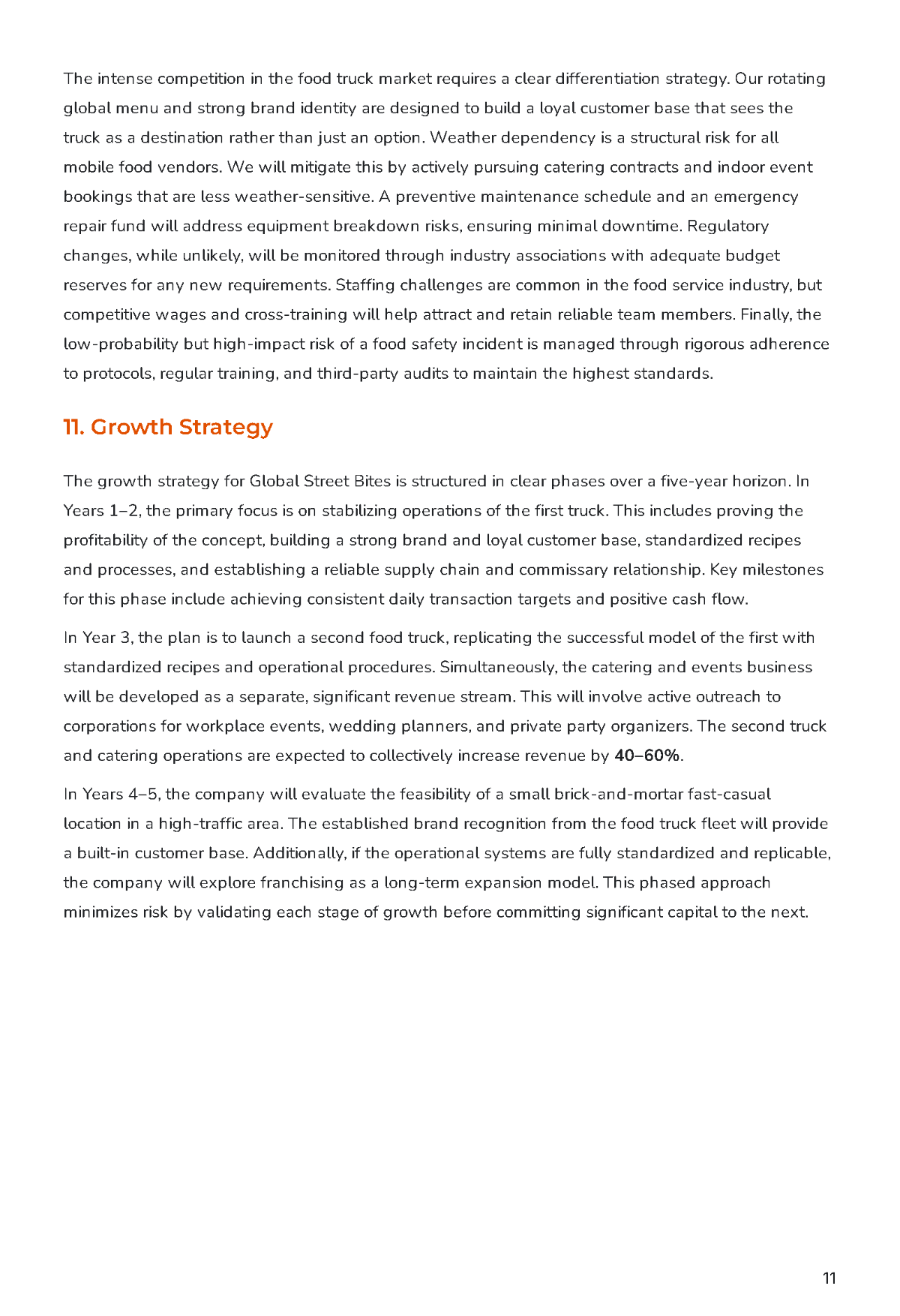 Free Food Truck Business Plan Template to Edit Online