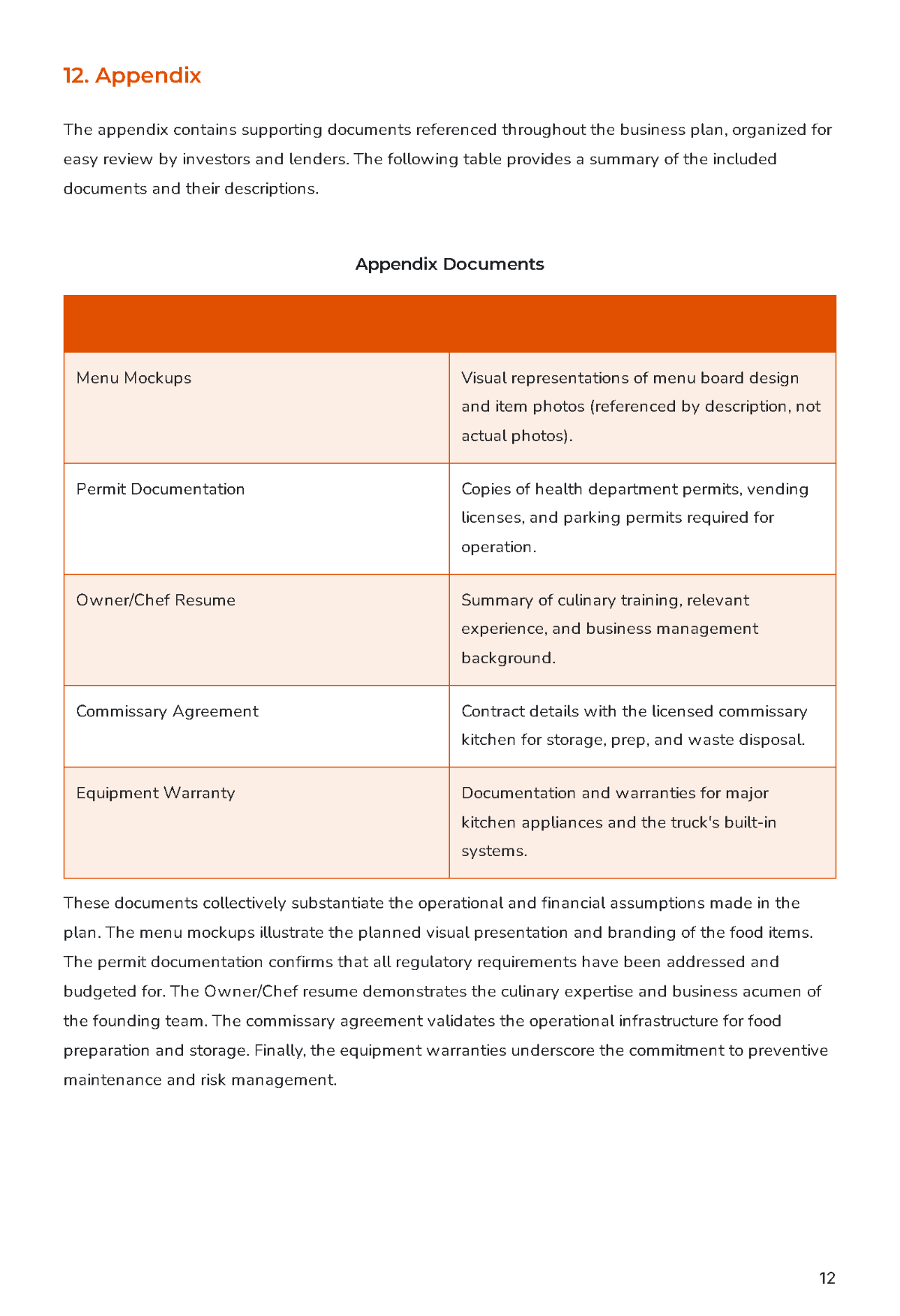 Free Food Truck Business Plan Template to Edit Online