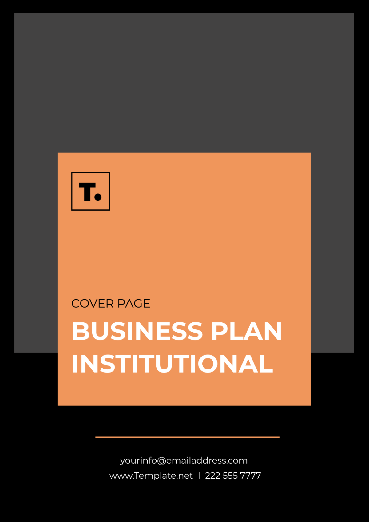 Business Plan Institutional Cover Page Template