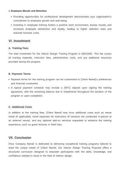 Free Interior Design Training Proposal Template to Edit Online