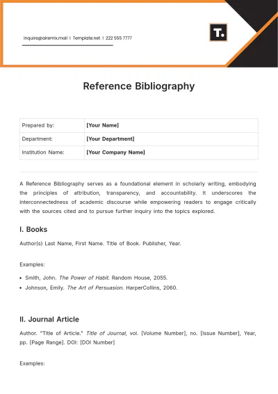 Free Reference Bibliography Template to Edit Online