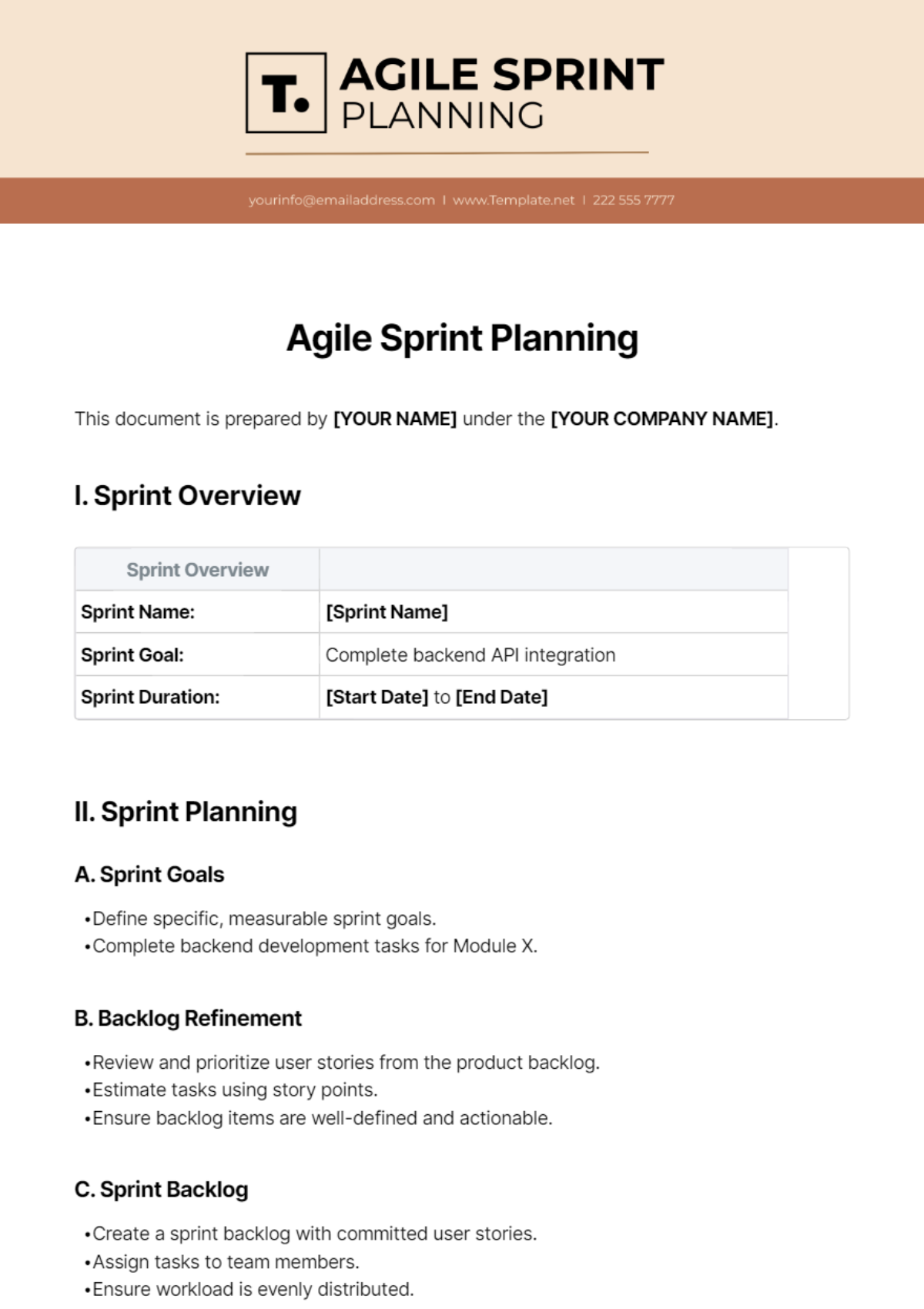 Agile Sprint Planning Template - Edit Online & Download Example ...