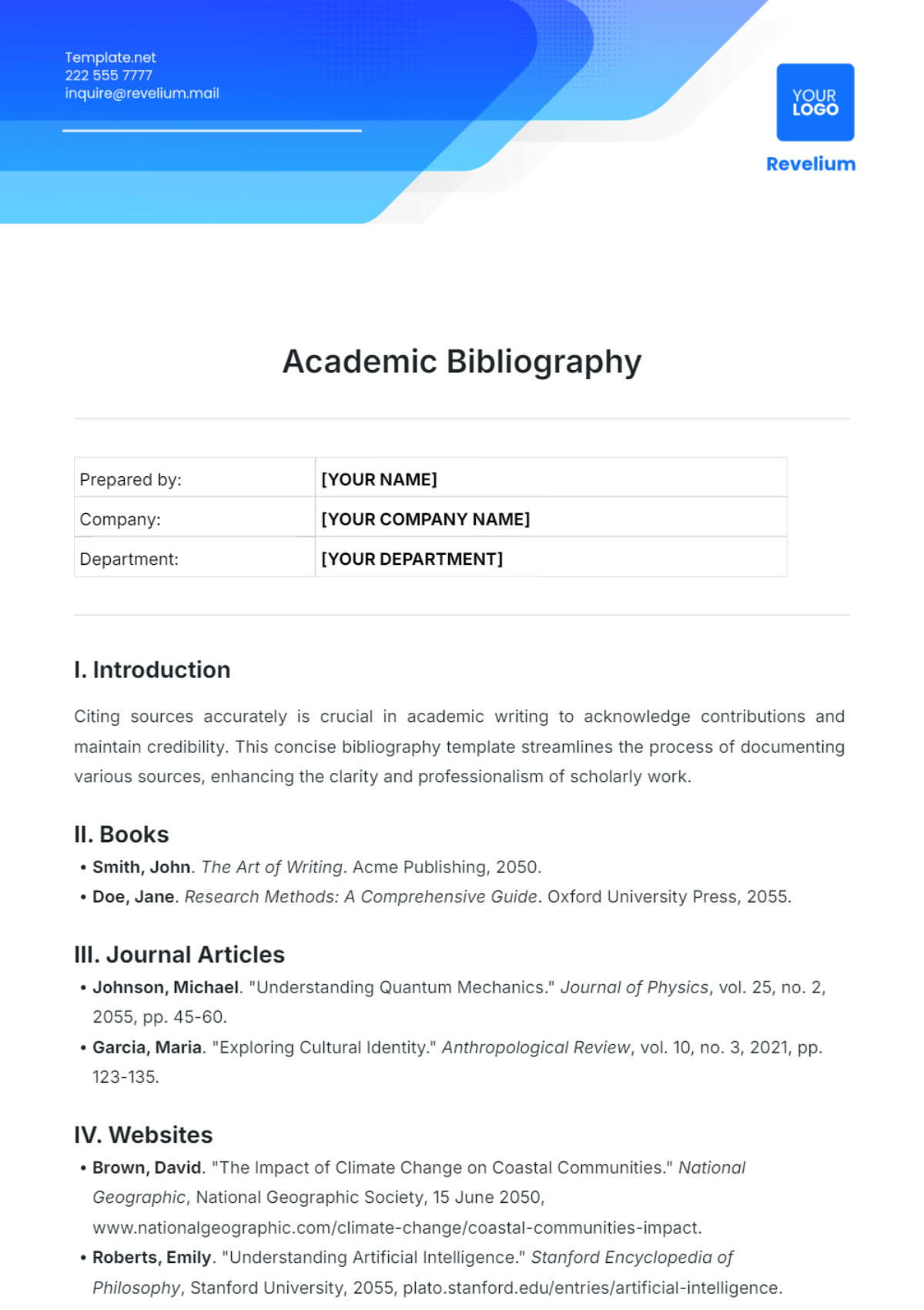 Academic Bibliography Template - Edit Online & Download