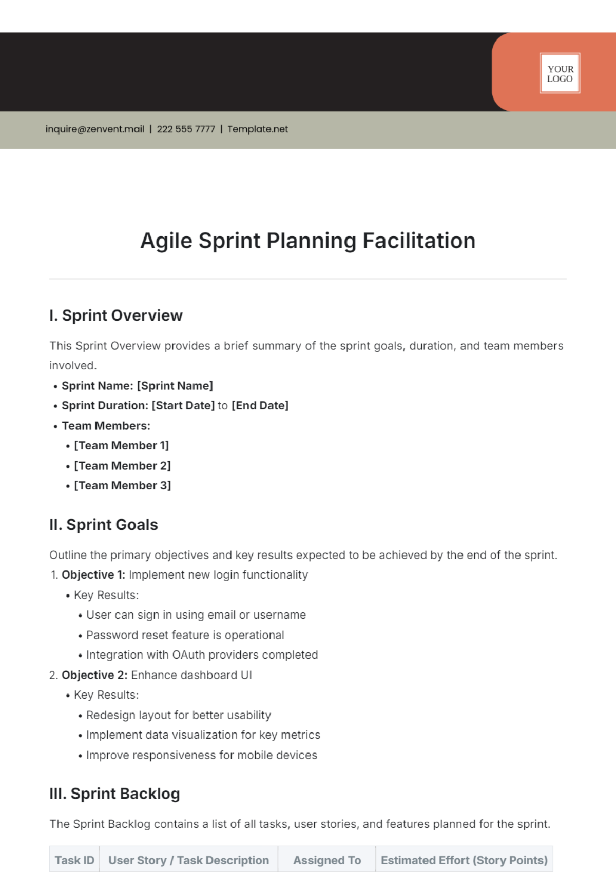 Agile Sprint Planning Facilitation Template