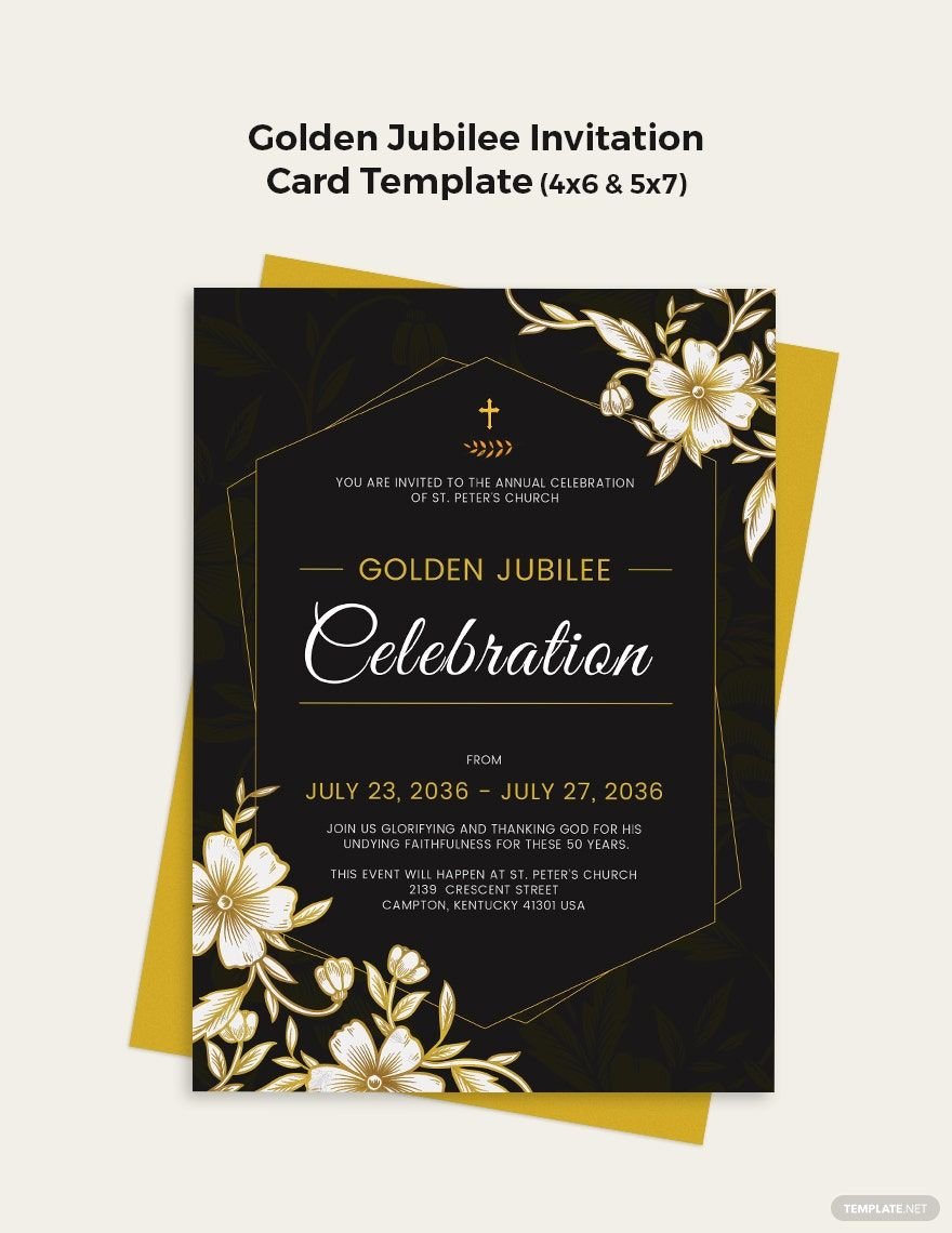 Golden Jubilee Invitation Card Template