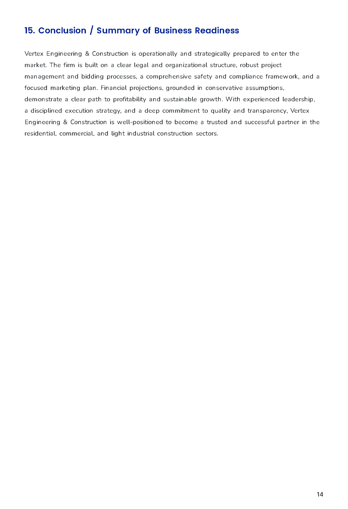 Free Construction Business Plan Template to Edit Online