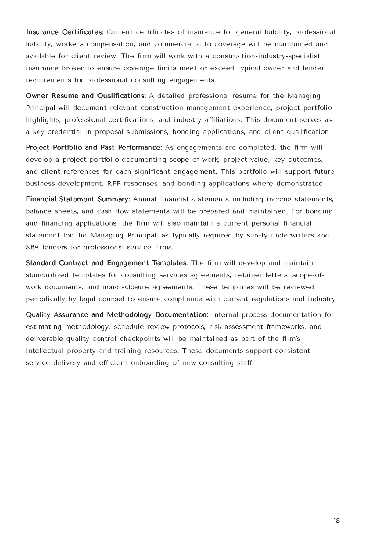Free Construction Business Plan Template to Edit Online