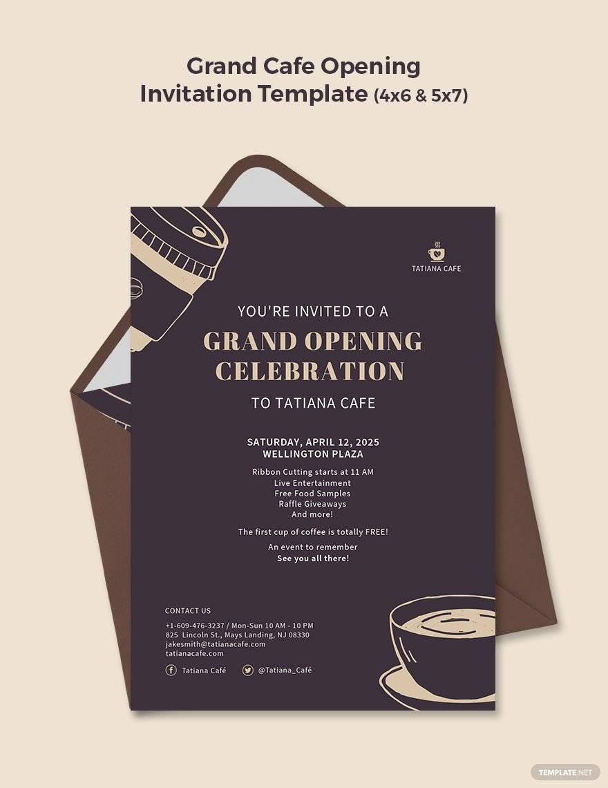 Grand Cafe Opening Invitation Template