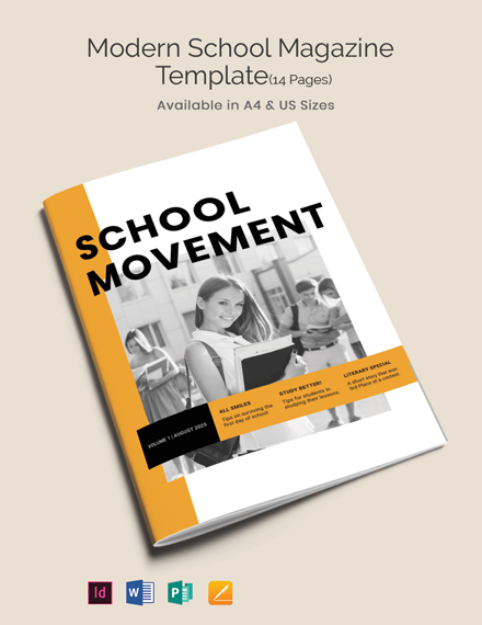 Free Modern School Magazine Template Indesign Microsoft Word Microsoft Publisher Apple Pages