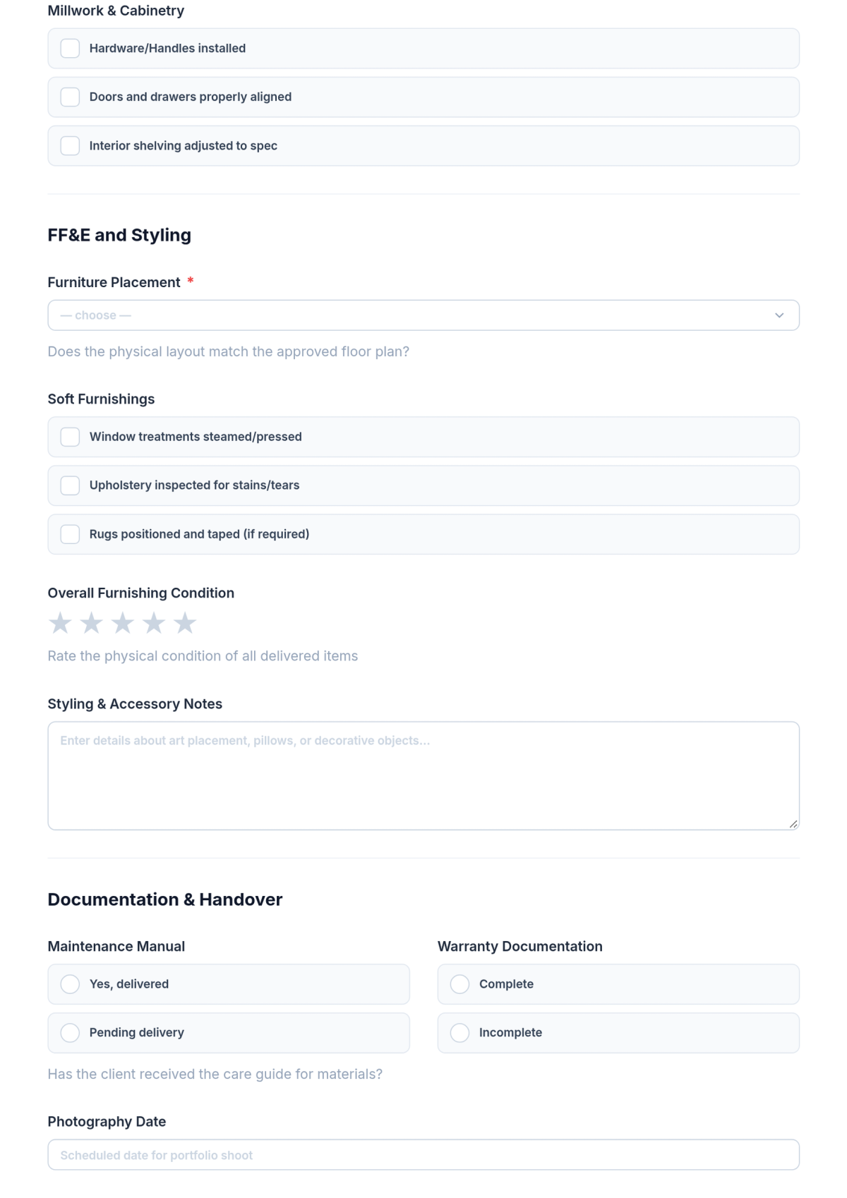 Free Interior Design Finalization Checklist Template & AI Maker