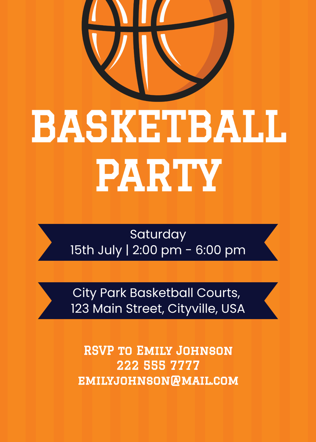 Basketball Party Invitation Template - Edit Online & Download