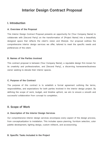 Free Interior Design Contract Proposal Template to Edit Online