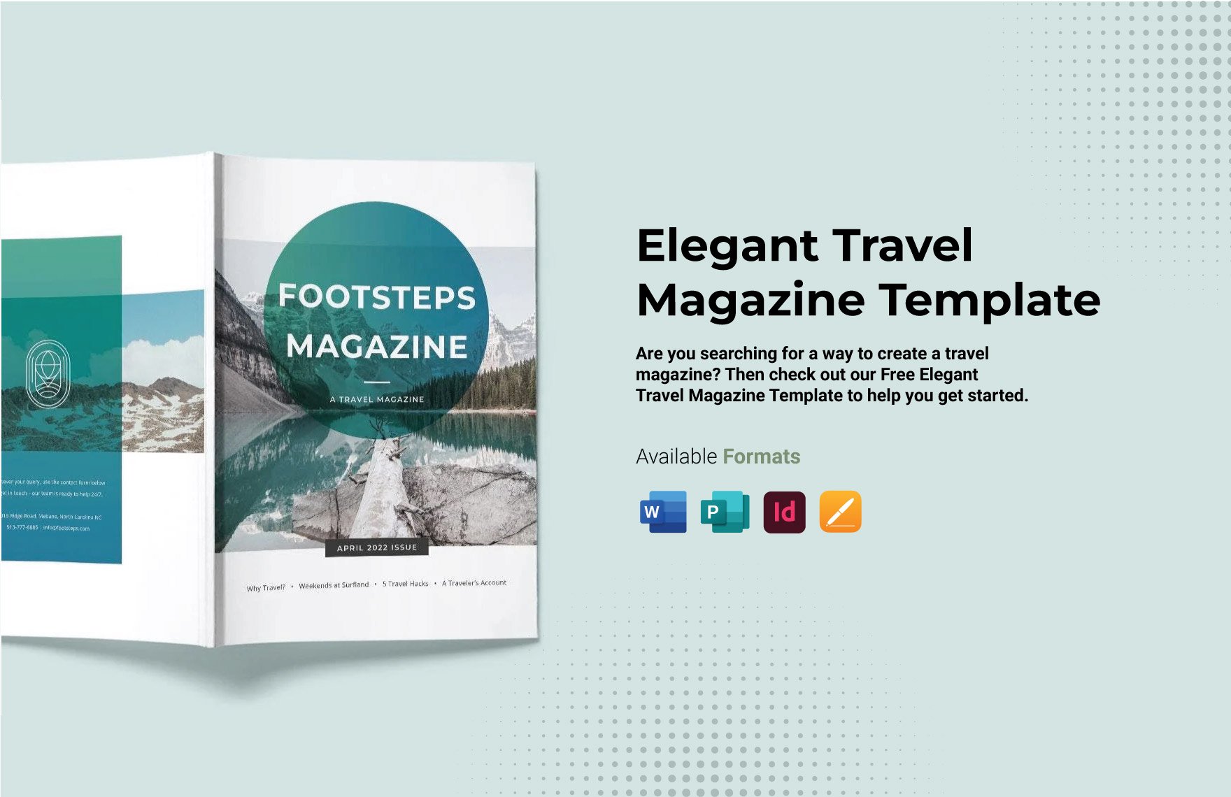 Elegant Travel Magazine Template in Word, Apple Pages, Publisher, InDesign
