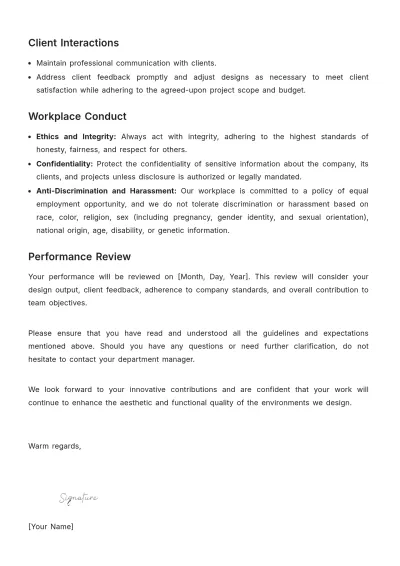 Free Interior Design Employee Note Template to Edit Online