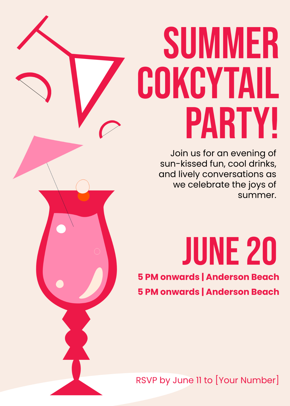 Summer Cocktail Party Invitation Edit Online And Download Example