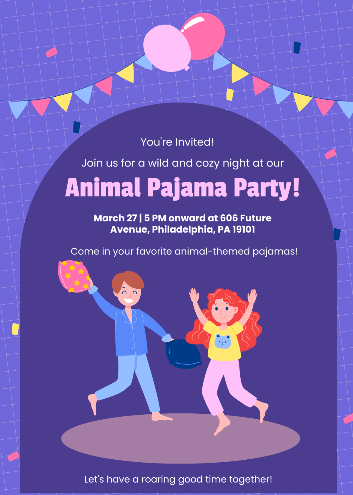 Animal Pajama Party Invitation