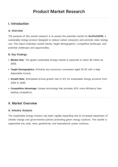 Free Product Market Research Template to Edit Online