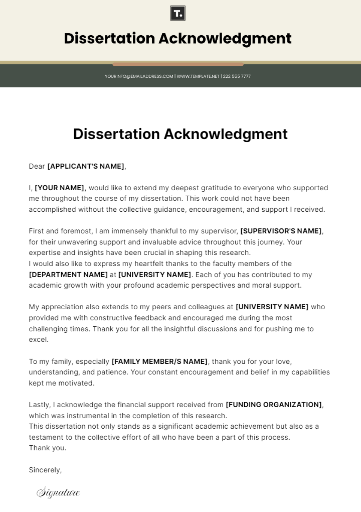 Dissertation Acknowledgment Template - Edit Online & Download Example ...