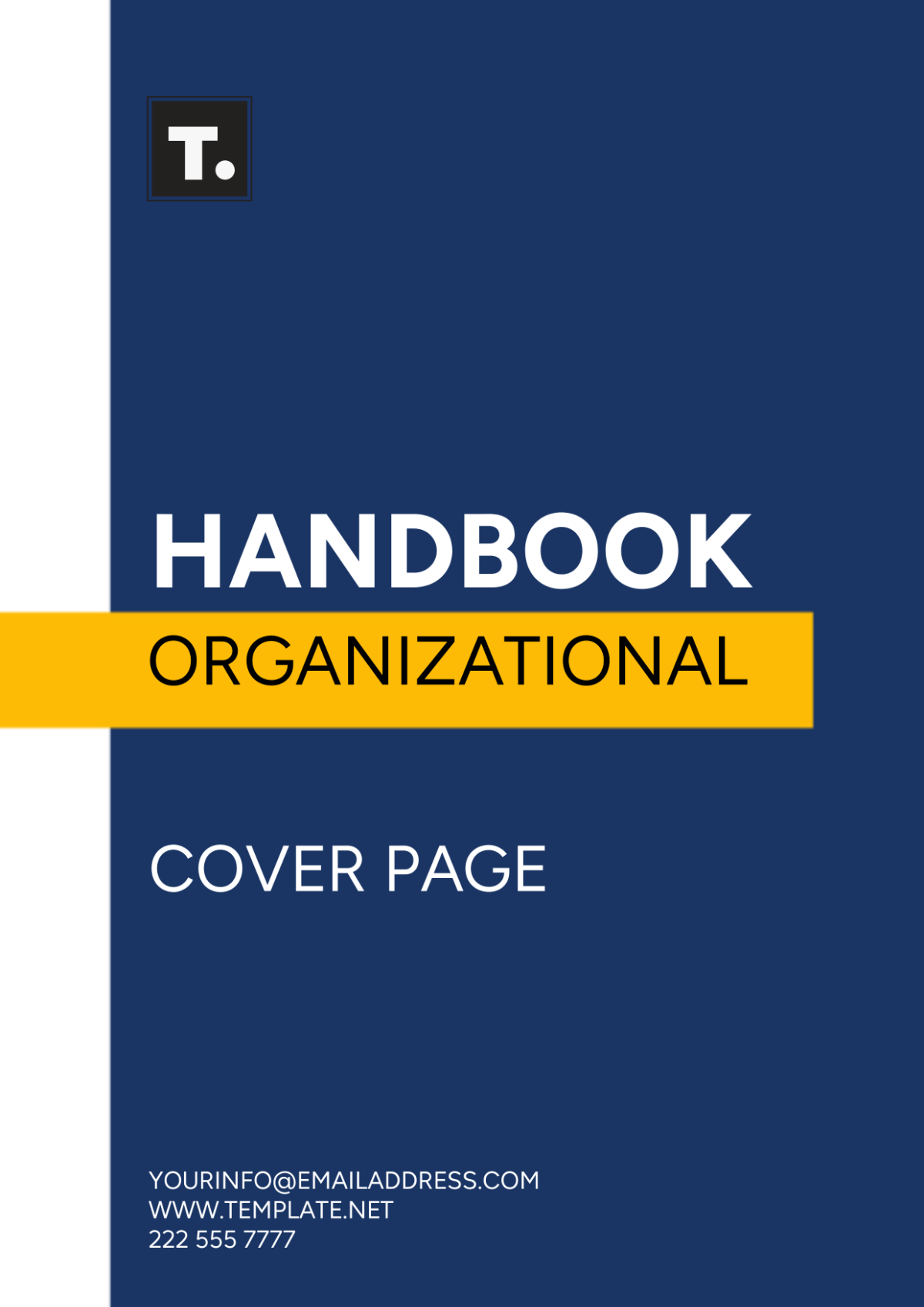 Free Handbook Organizational Cover Page Template