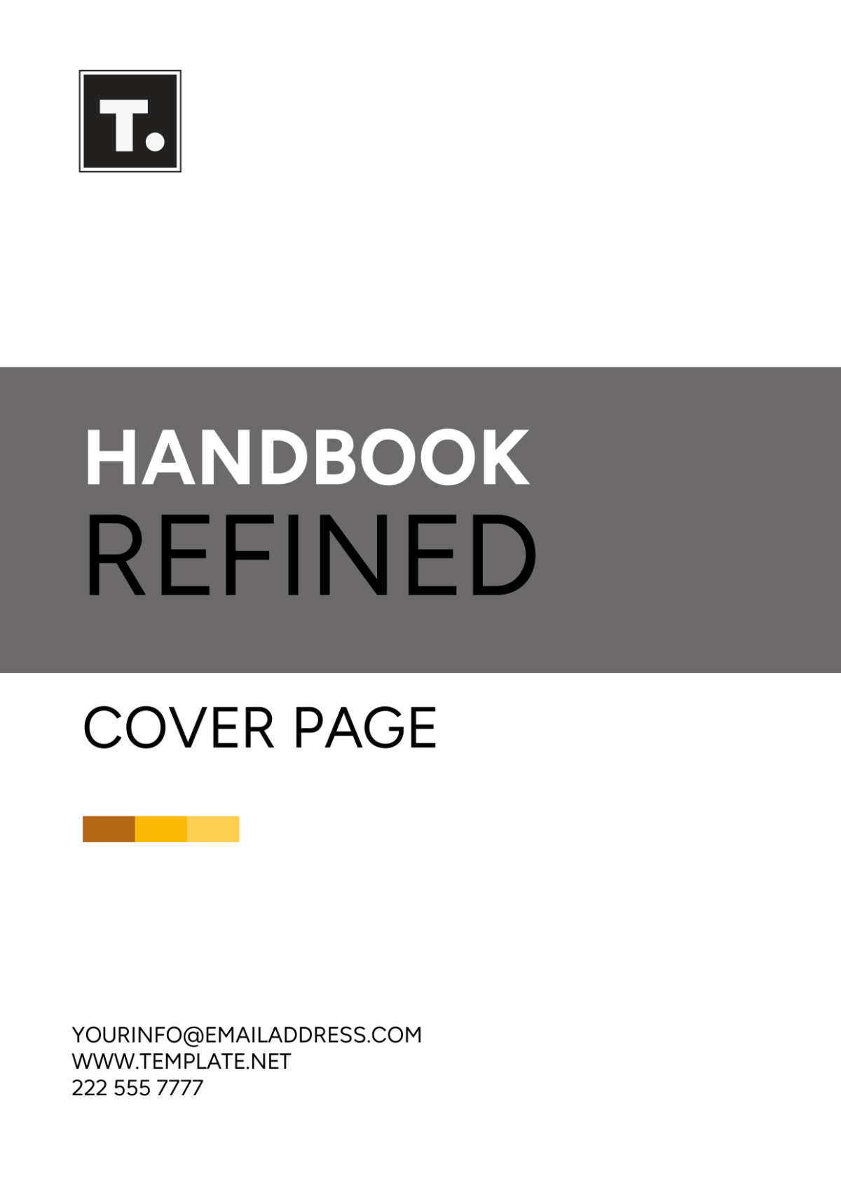 Free Handbook Refined Cover Page Template