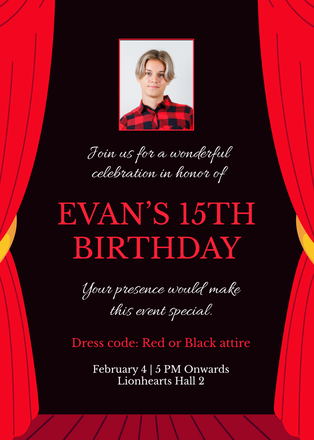 Red and Black Birthday Invitation