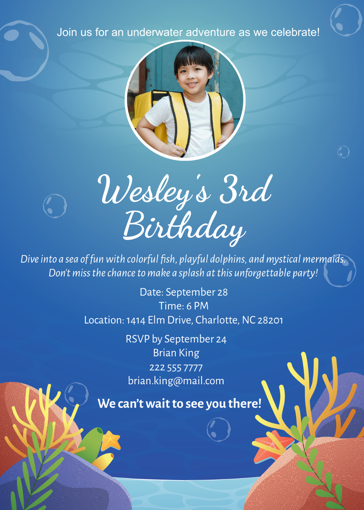 Underwater Birthday Invitation Template - Edit Online & Download