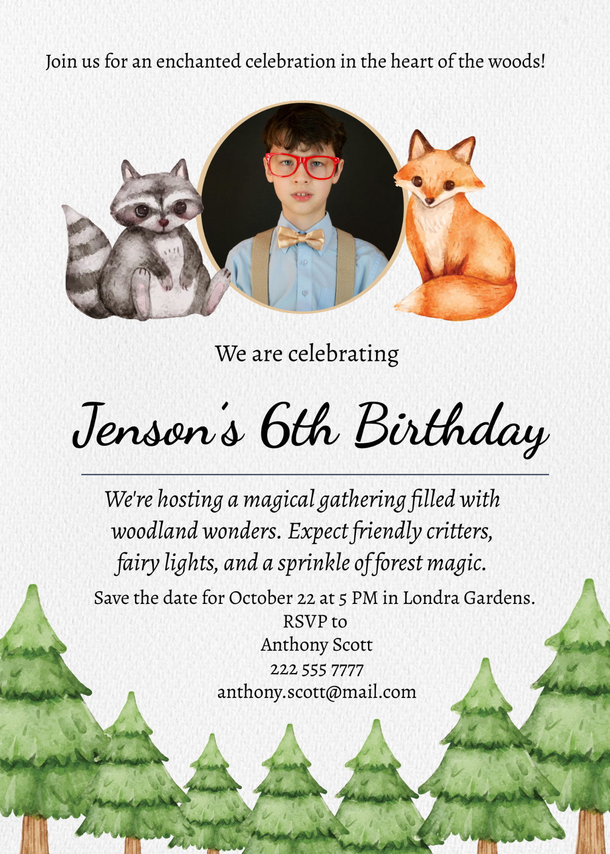 Woodland Birthday Invitation Template - Edit Online & Download