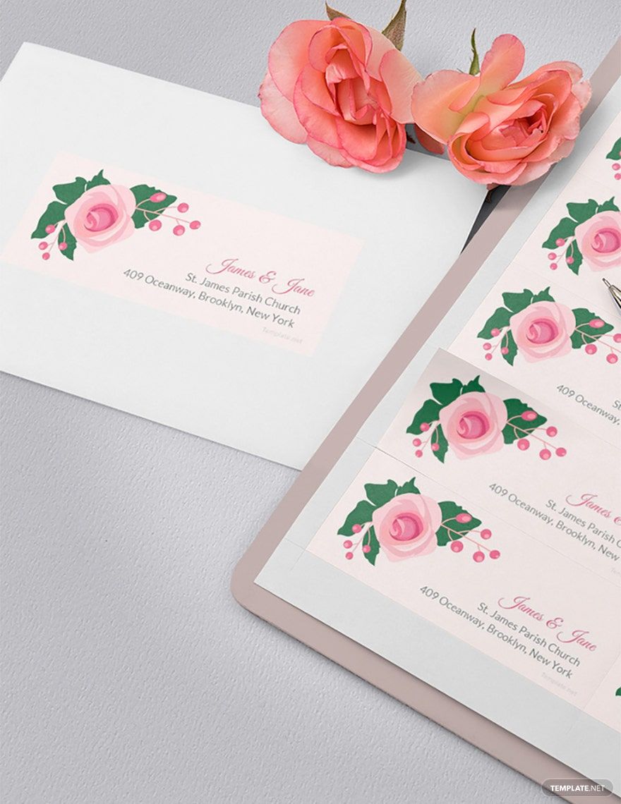 Pink Wedding Address Label Template in Word, Google Docs, Illustrator, PSD, Apple Pages, Publisher