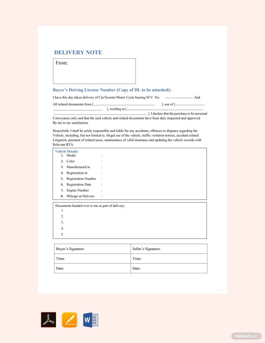 Editable Delivery Note Templates In PDF To Download
