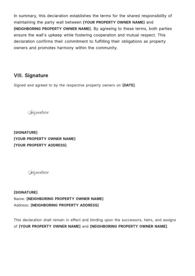 Free Declaration of Party Wall Template to Edit Online