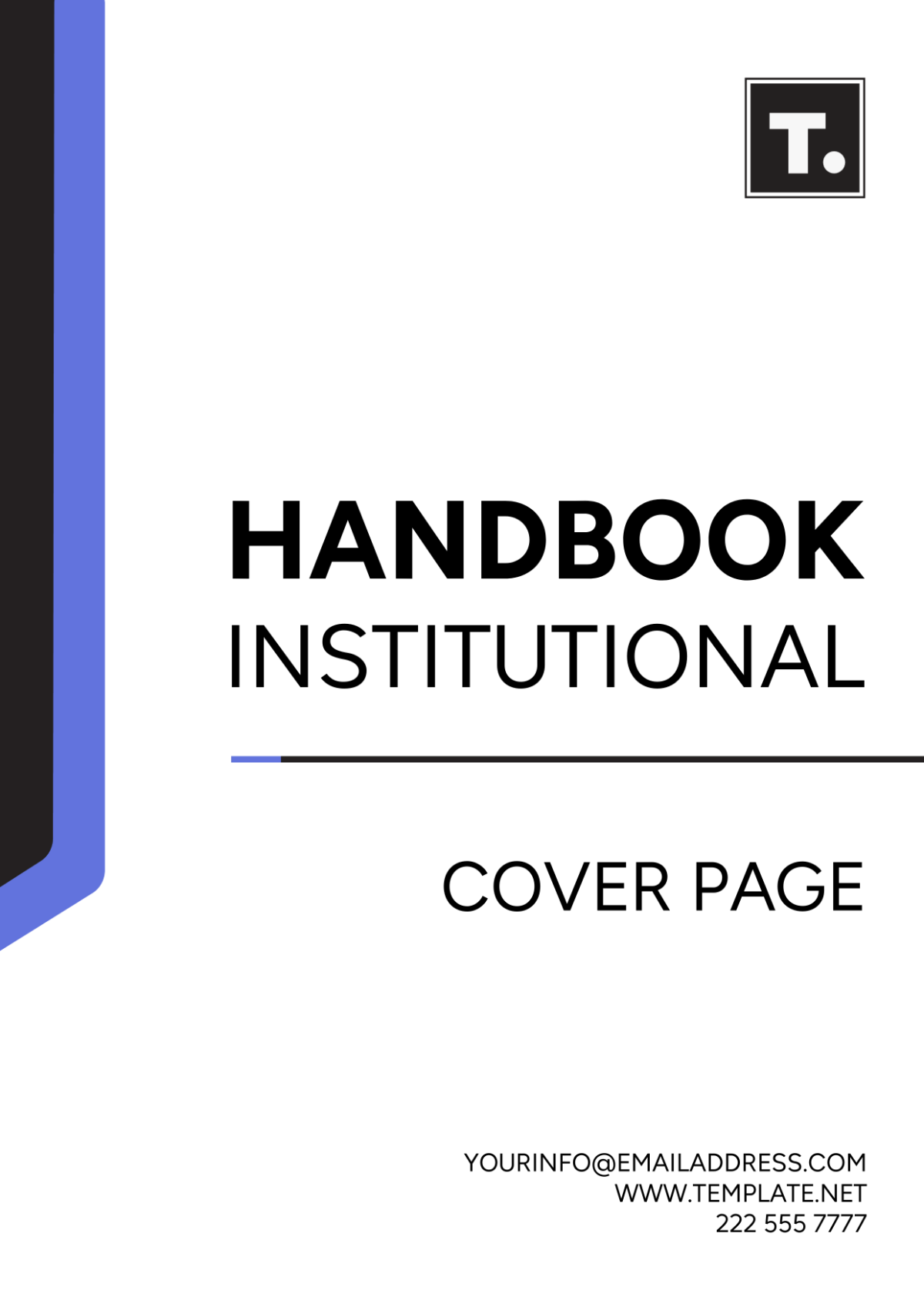 Free Handbook Institutional Cover Page Template